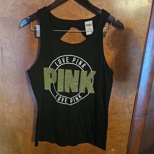 PINK Victoria's Secret Black Tank with Graphic Logo
